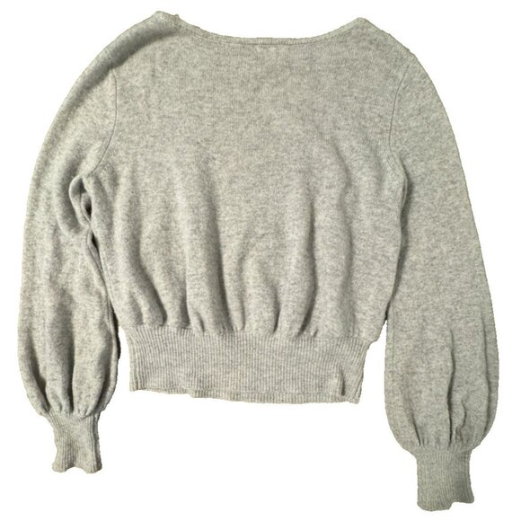 Demylee Cashmere Bishop Billow Sleeve Gray Knit Sweater Small Quiet Luxury - Picture 8 of 8